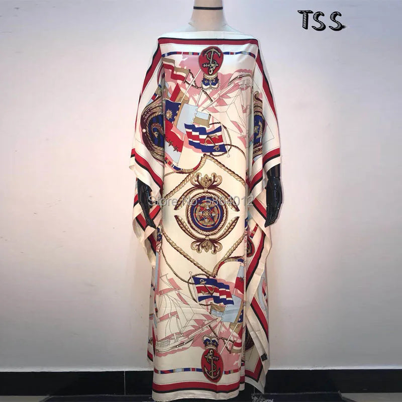 Women’s Printed Maxi Dress – Loose Batwing Style, Elegant Summer & Autumn Outfit