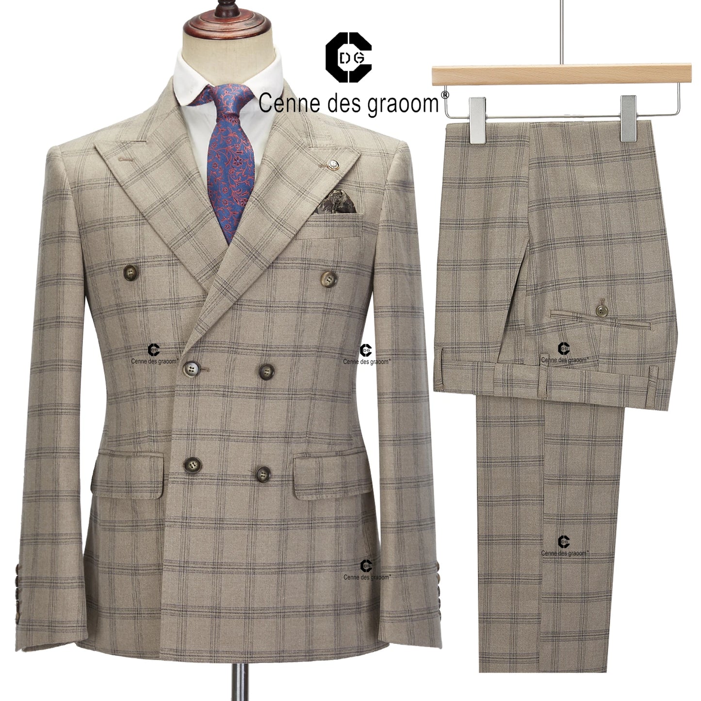 New Double-Breasted Plaid Suits for Men