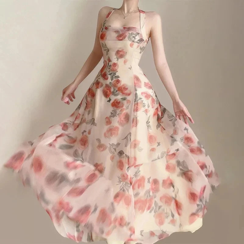 Women’s Long Summer Dress – Elegant French Party Style, Versatile Beach Evening Fashion 2025