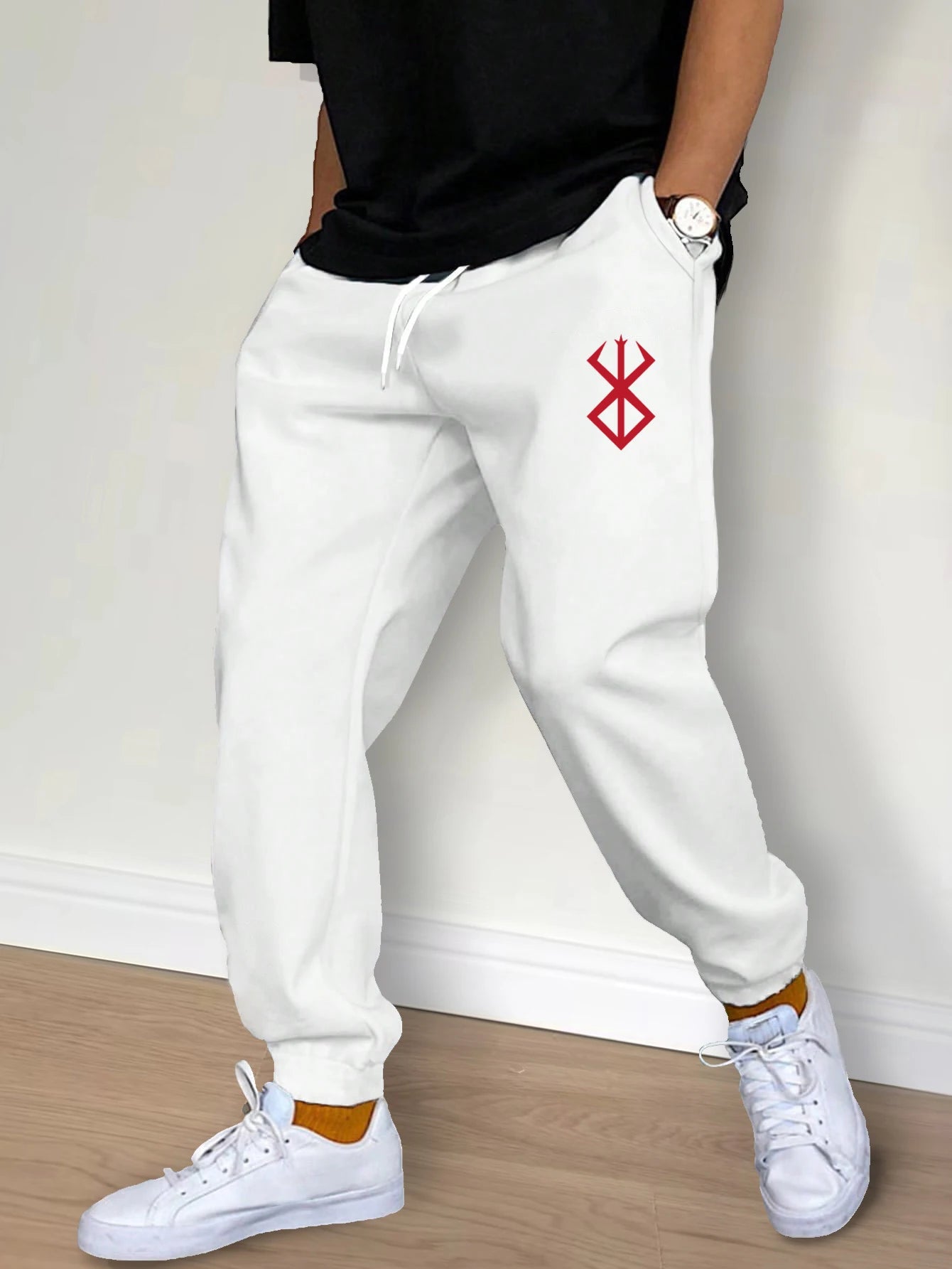 Men’s Casual Drawstring Joggers, Workout Running Gym Pants, Fitness Sports Streetwear Trousers