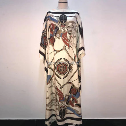 Women’s Printed Maxi Dress – Loose Batwing Style, Elegant Summer & Autumn Outfit