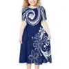 Hot Selling Custom Design Polynesian Kid's Clothing Pleated Casual Party Dress Hawaiian Pacific Island Cute Dress for Girl