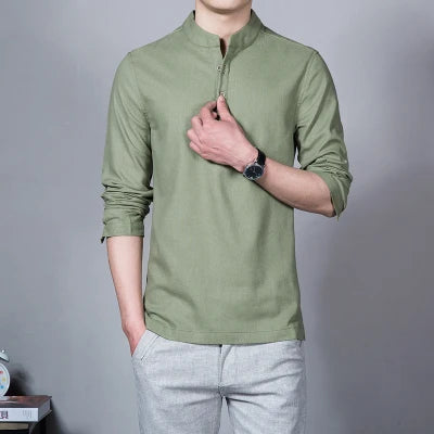 Men’s Clothing – Spring Tops & Tees, Fashion T-Shirts, Stand Collar Long-Sleeved Slim Base Shirts, Homme Collection & Linen T-Shirts