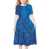Hot Selling Custom Design Polynesian Kid's Clothing Pleated Casual Party Dress Hawaiian Pacific Island Cute Dress for Girl