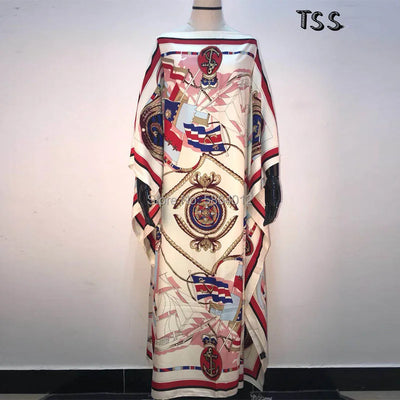 Women’s Printed Maxi Dress – Loose Batwing Style, Elegant Summer & Autumn Outfit