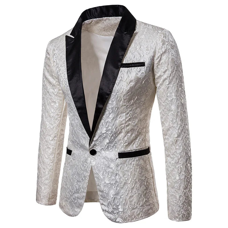 Men’s Floral Party Suit – Stylish Blazer, Wedding Tuxedo & Prom Jacket