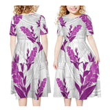 Hot Selling Custom Design Polynesian Kid's Clothing Pleated Casual Party Dress Hawaiian Pacific Island Cute Dress for Girl
