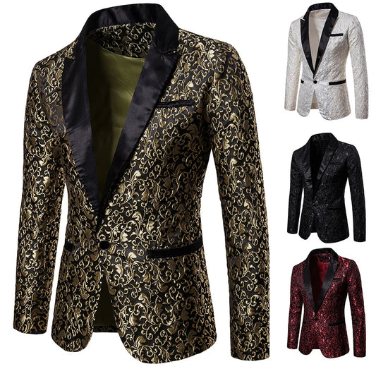 Men’s Floral Party Suit – Stylish Blazer, Wedding Tuxedo & Prom Jacket