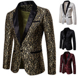 Men's Floral Party Dress Suit, Stylish Dinner Jacket, Bartender Wedding Blazer, Holiday Gifts, Prom Tuxedo, Men's Coat Jacket