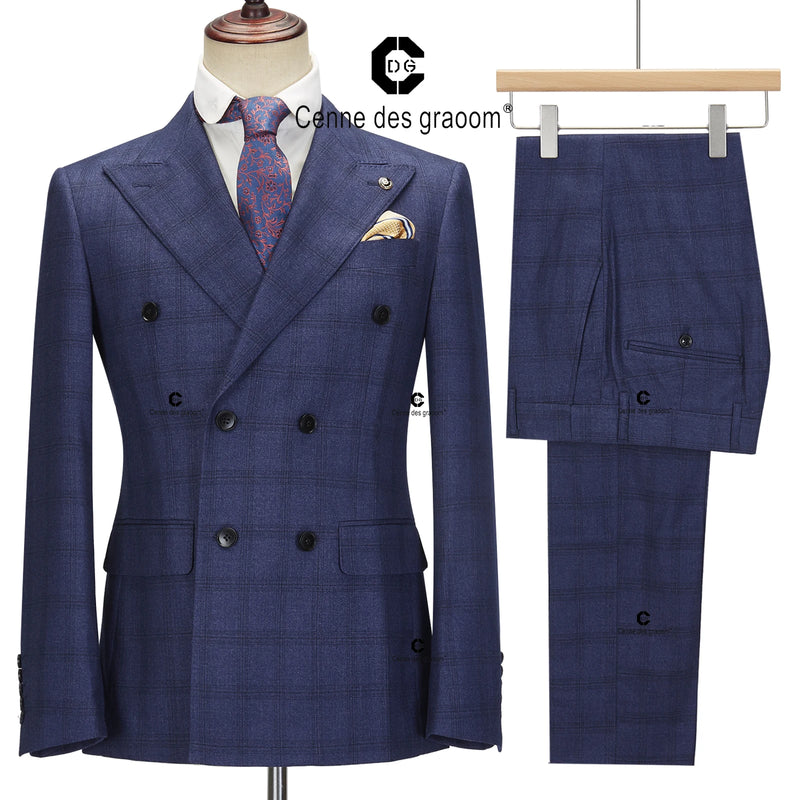 New Double-Breasted Plaid Suits for Men