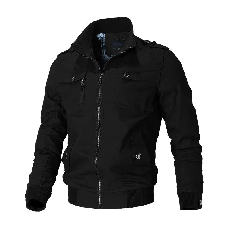 Men’s Bomber Jacket, Casual Slim Fit Windbreaker, Stand Collar, Stylish Spring Autumn Coat