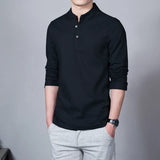 Men’s Clothing – Spring Tops & Tees, Fashion T-Shirts, Stand Collar Long-Sleeved Slim Base Shirts, Homme Collection & Linen T-Shirts