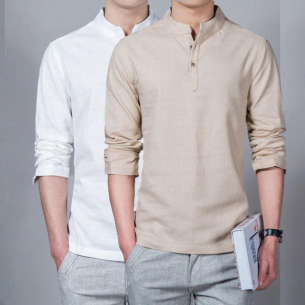 Men’s Clothing – Spring Tops & Tees, Fashion T-Shirts, Stand Collar Long-Sleeved Slim Base Shirts, Homme Collection & Linen T-Shirts