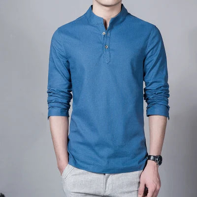 Men’s Clothing – Spring Tops & Tees, Fashion T-Shirts, Stand Collar Long-Sleeved Slim Base Shirts, Homme Collection & Linen T-Shirts