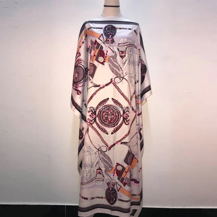 Women’s Printed Maxi Dress – Loose Batwing Style, Elegant Summer & Autumn Outfit