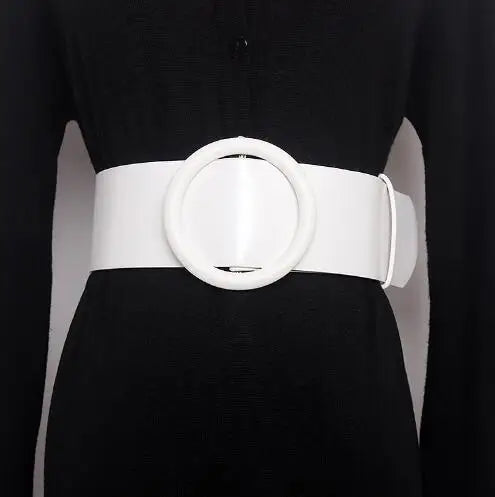 Women’s Clothing Accessories, Big Wide Leather Belt, Top-Quality Strap for Jeans, Feminine Round Buckle Fashion Belts