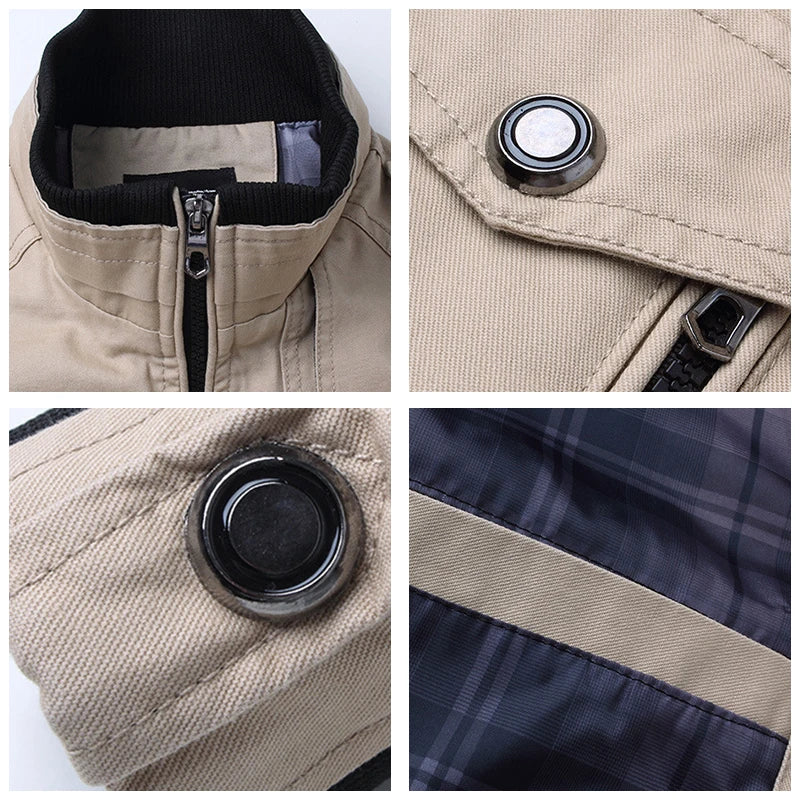 Men’s Bomber Jacket, Fashion Casual Windbreaker Coat, Solid Stand Collar, Slim Fit, Stylish Spring Autumn Outerwear