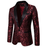 Men's Floral Party Dress Suit, Stylish Dinner Jacket, Bartender Wedding Blazer, Holiday Gifts, Prom Tuxedo, Men's Coat Jacket