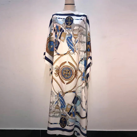 Women’s Printed Maxi Dress – Loose Batwing Style, Elegant Summer & Autumn Outfit