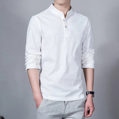 Men’s Clothing – Spring Tops & Tees, Fashion T-Shirts, Stand Collar Long-Sleeved Slim Base Shirts, Homme Collection & Linen T-Shirts