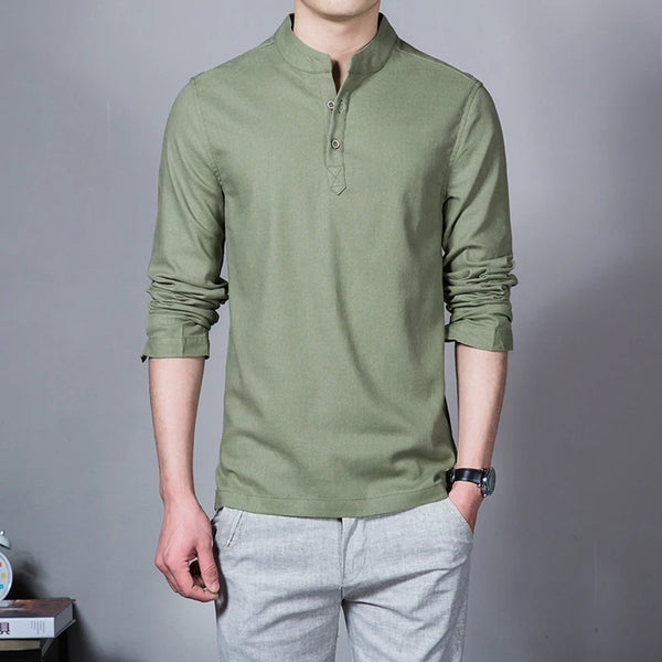 Men’s Clothing – Spring Tops & Tees, Fashion T-Shirts, Stand Collar Long-Sleeved Slim Base Shirts, Homme Collection & Linen T-Shirts