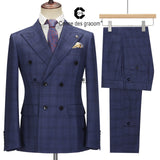 New Double-Breasted Plaid Suits for Men