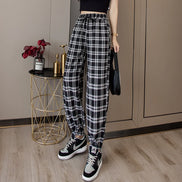 Women’s Wide-Leg Plaid Pants, Loose Harem Trousers, Summer Streetwear, Harajuku Chic Style