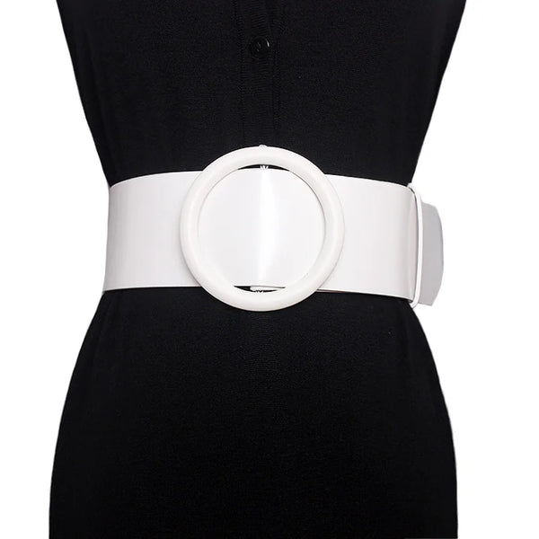 Women’s Clothing Accessories, Big Wide Leather Belt, Top-Quality Strap for Jeans, Feminine Round Buckle Fashion Belts
