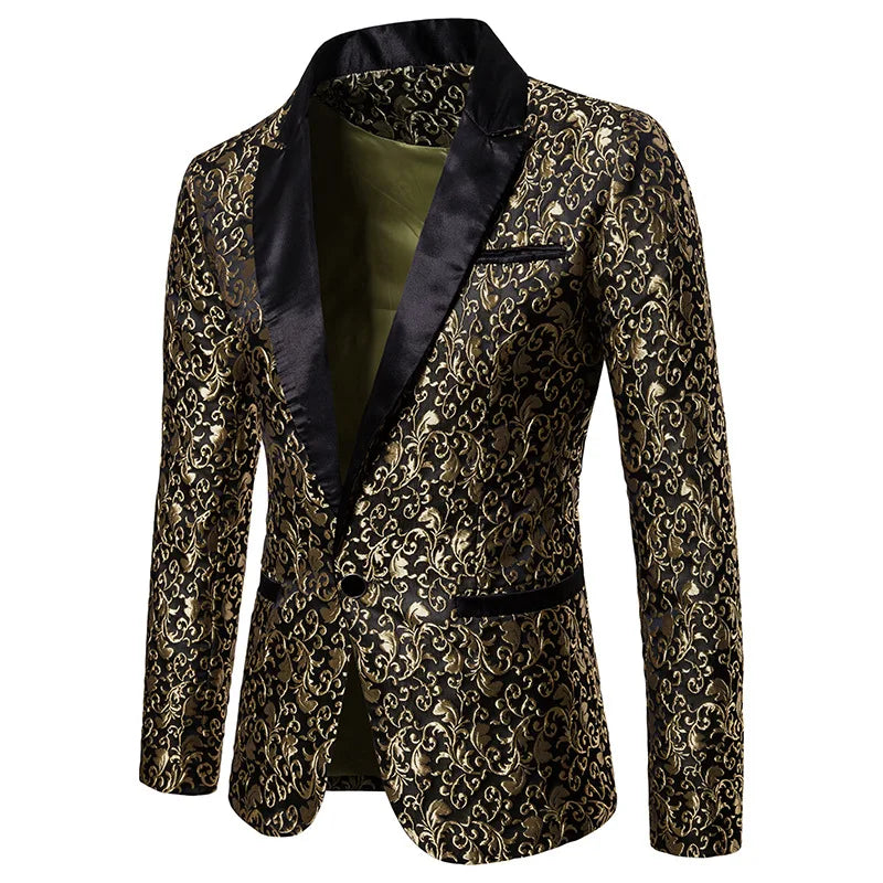 Men's Floral Party Dress Suit, Stylish Dinner Jacket, Bartender Wedding Blazer, Holiday Gifts, Prom Tuxedo, Men's Coat Jacket