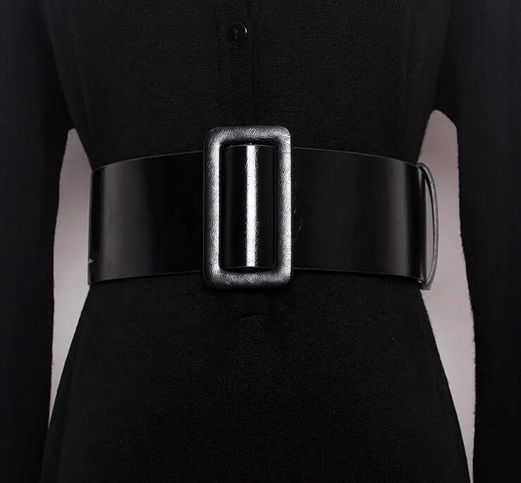 Women’s Clothing Accessories, Big Wide Leather Belt, Top-Quality Strap for Jeans, Feminine Round Buckle Fashion Belts