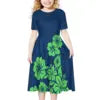 Hot Selling Custom Design Polynesian Kid's Clothing Pleated Casual Party Dress Hawaiian Pacific Island Cute Dress for Girl