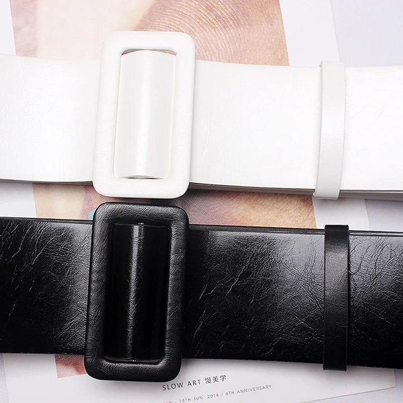 Women’s Clothing Accessories, Big Wide Leather Belt, Top-Quality Strap for Jeans, Feminine Round Buckle Fashion Belts