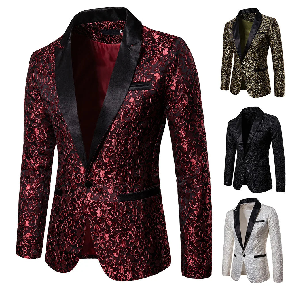 Men’s Floral Party Suit – Stylish Blazer, Wedding Tuxedo & Prom Jacket
