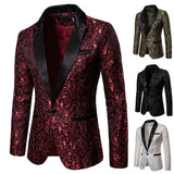 Men's Floral Party Dress Suit, Stylish Dinner Jacket, Bartender Wedding Blazer, Holiday Gifts, Prom Tuxedo, Men's Coat Jacket