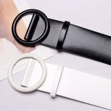 Women’s Clothing Accessories, Big Wide Leather Belt, Top-Quality Strap for Jeans, Feminine Round Buckle Fashion Belts