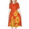 Hot Selling Custom Design Polynesian Kid's Clothing Pleated Casual Party Dress Hawaiian Pacific Island Cute Dress for Girl