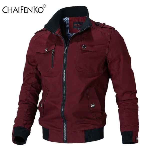 Men’s Bomber Jacket, Fashion Casual Windbreaker Coat, Solid Stand Collar, Slim Fit, Stylish Spring Autumn Outerwear