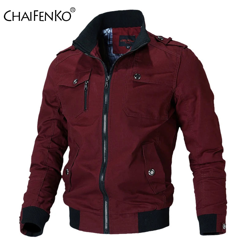 Men’s Bomber Jacket, Fashion Casual Windbreaker Coat, Solid Stand Collar, Slim Fit, Stylish Spring Autumn Outerwear