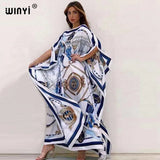Printed Dresses for Women, Fashion Design Loose Dress, Batwing Maxi Long Femme Vestidos, Summer Autumn Party Elegant Dress