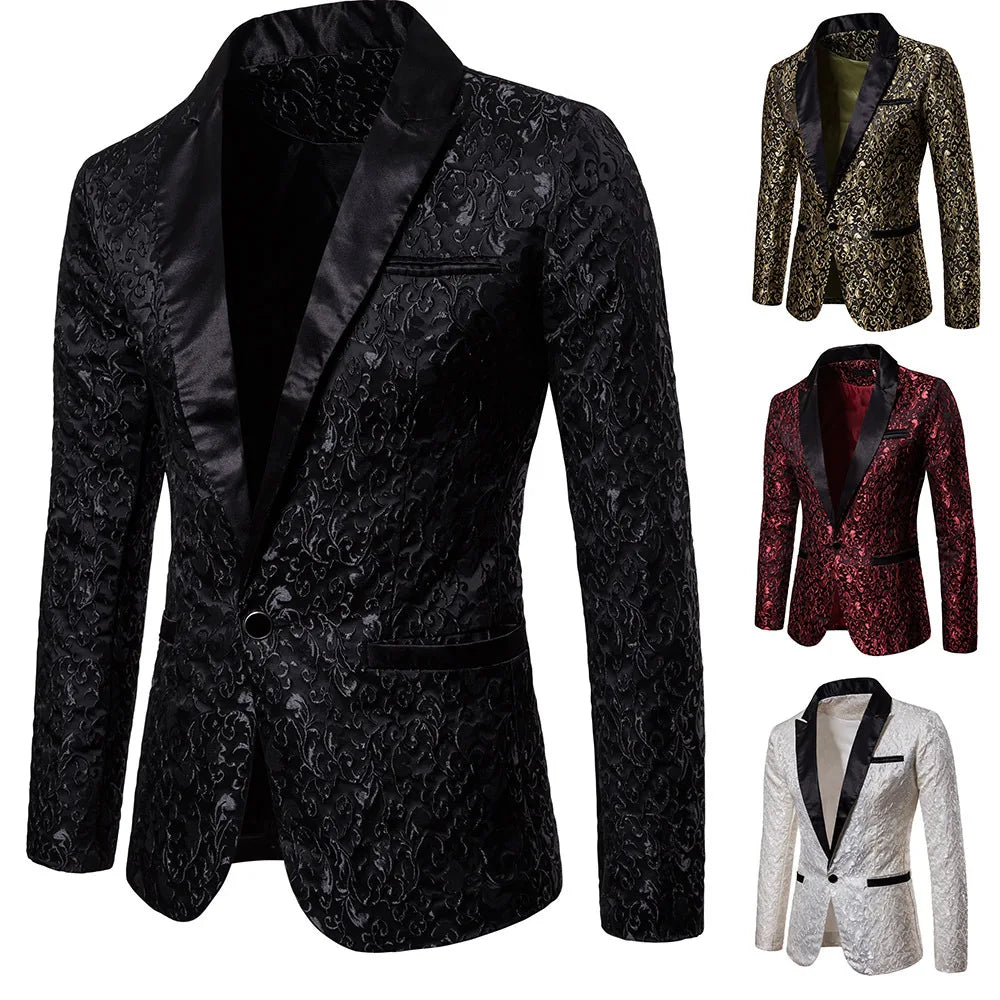Men’s Floral Party Suit – Stylish Blazer, Wedding Tuxedo & Prom Jacket
