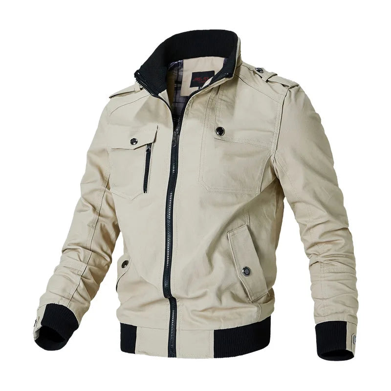 Men’s Bomber Jacket, Casual Slim Fit Windbreaker, Stand Collar, Stylish Spring Autumn Coat