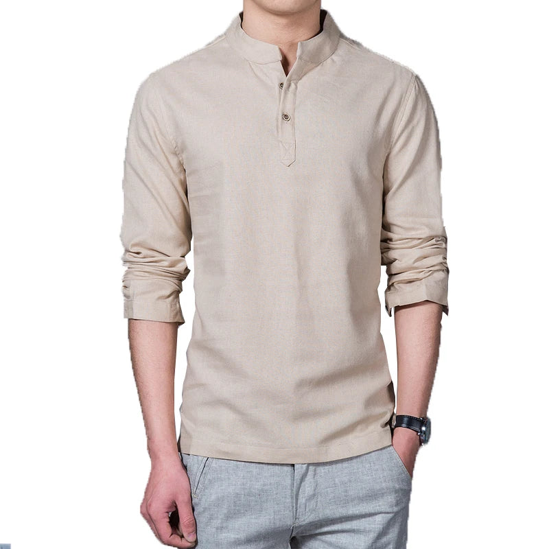 Men’s Clothing – Spring Tops & Tees, Fashion T-Shirts, Stand Collar Long-Sleeved Slim Base Shirts, Homme Collection & Linen T-Shirts