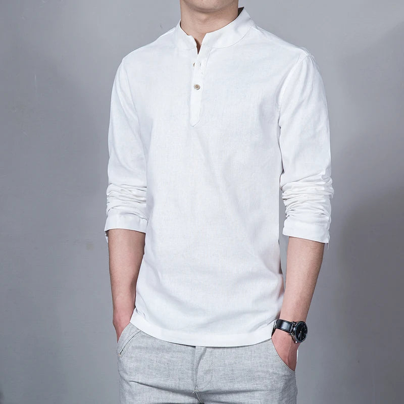 Men’s Clothing – Spring Tops & Tees, Fashion T-Shirts, Stand Collar Long-Sleeved Slim Base Shirts, Homme Collection & Linen T-Shirts