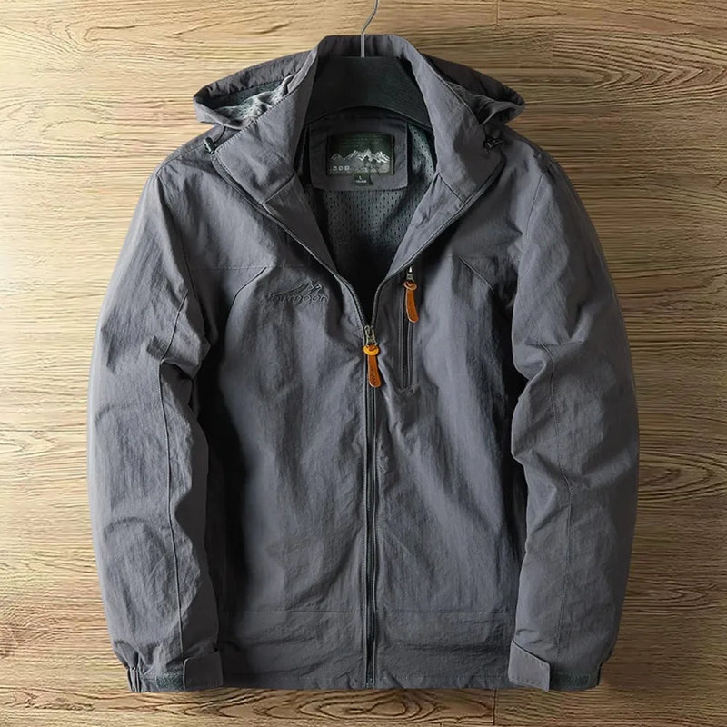 Men’s Fashion Spring Autumn Casual Outdoor Jacket, Thin Lightweight Punching Jacket with Hood, Versatile Climbing Streetwear