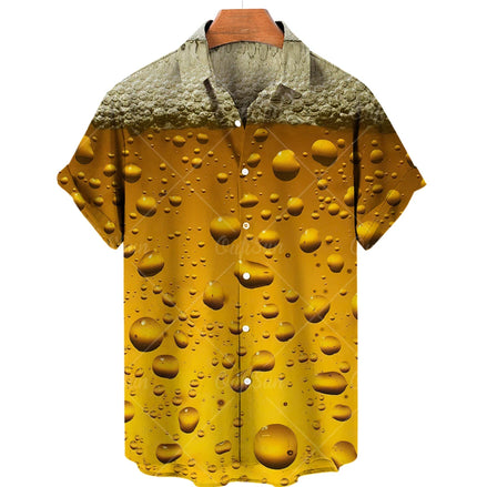 Men’s Hawaiian Shirt, Casual Beach Vacation, Summer Fashion Beer Shirt, Holiday Blouse