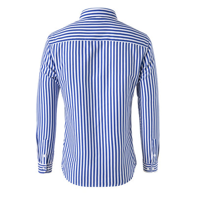 Men’s Striped Long-Sleeve Shirt, Slim Fit, Single-Breasted, Party & Social Wear