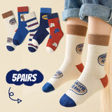 5 Pairs Children's Socks, Boys' Cartoon Cute Puppy Mid Length Socks , Students' , Autumn/ Winter Versatile Socks
