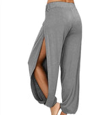 Women’s Fashion Yoga Pants, High-Waisted Slit Wide Leg Harun Pants, Gym Leggings, Casual Solid Hollow Workout Trousers, Gym & Home Wear