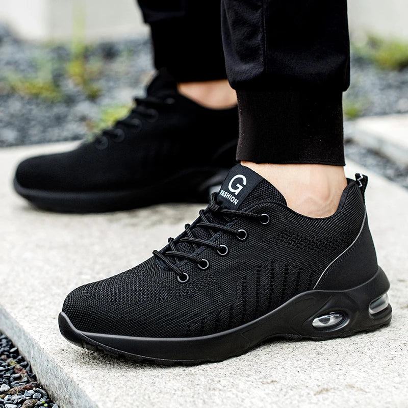 Safety Shoes for Men and Women, Breathable Work Sports Footwear, Steel Toe, Puncture-Resistant Protective Shoes