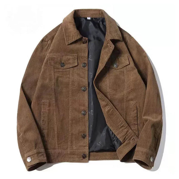 Men’s Thin Jacket, Spring Autumn Fashion Casual Corduroy, Vintage Loose Fit Outerwear Coat, Plus Size Tops